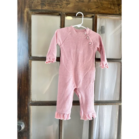 12m Allison Busy Bee Smocks ribbed sweater romper - Picture 2 of 4